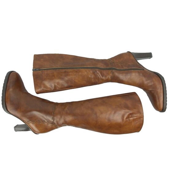 VTG J CREW Tall Boots Womens 5.5 Marbled Brown Leather Made in Italy High Heel - Picture 6 of 16